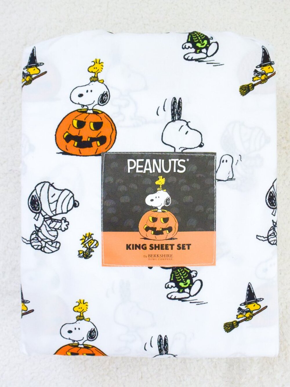 *Peanuts* Berkshire Home Halloween Snoopy & Woodstock Sheets Set - KING - NEW!